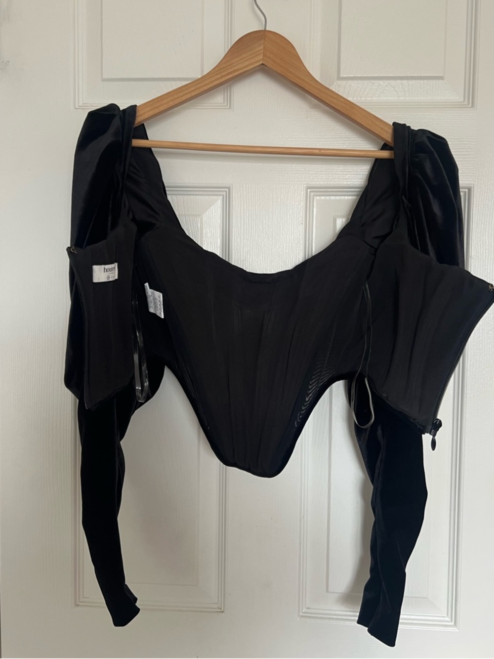 House of CB Gracie Black Velvet Puff Sleeve Corset - Picture 9 of 9